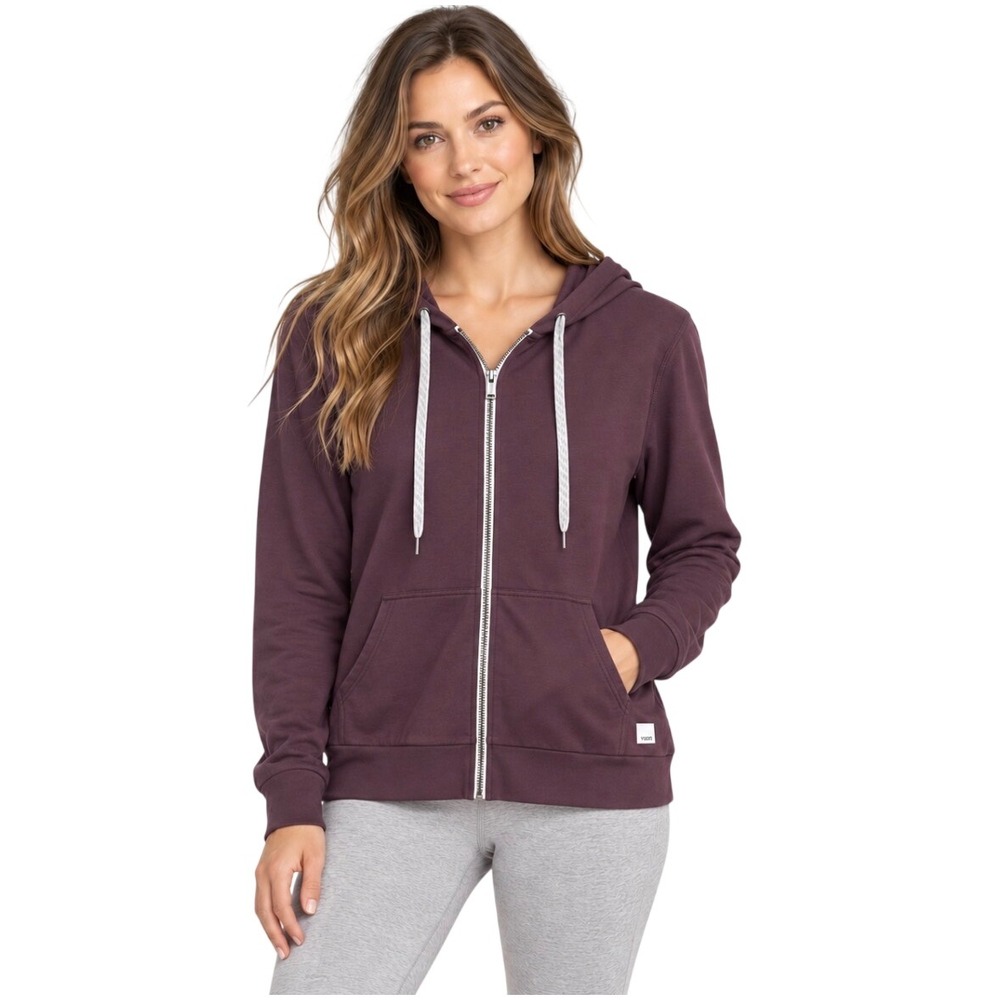 Vuori Halo Performance Zip Up Hoodie Fig Heather Purple Women Small